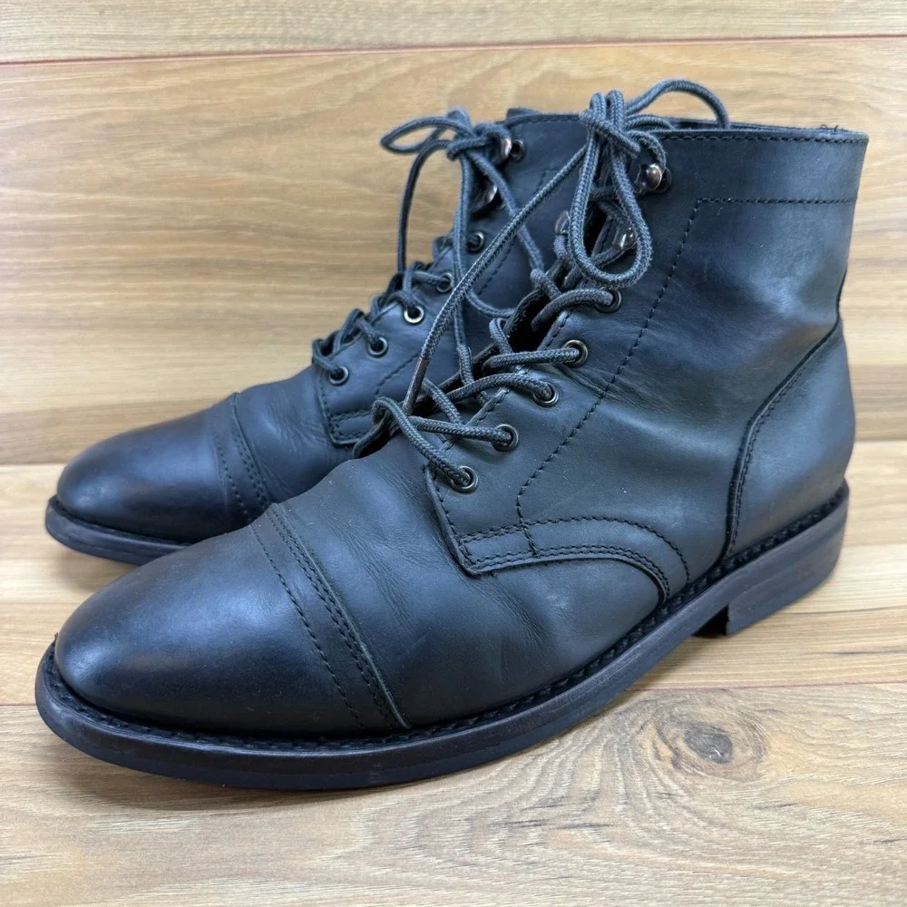 Thursday Boots Captain Cap Toe Leather Mens 10.5 Black Business Casual Modern